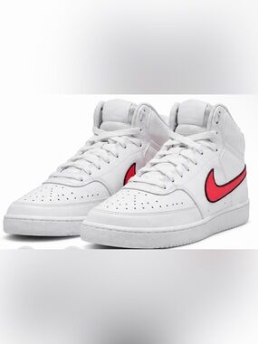 Women’s Nike Court Vision Mid White/Flash Crimson Sneakers